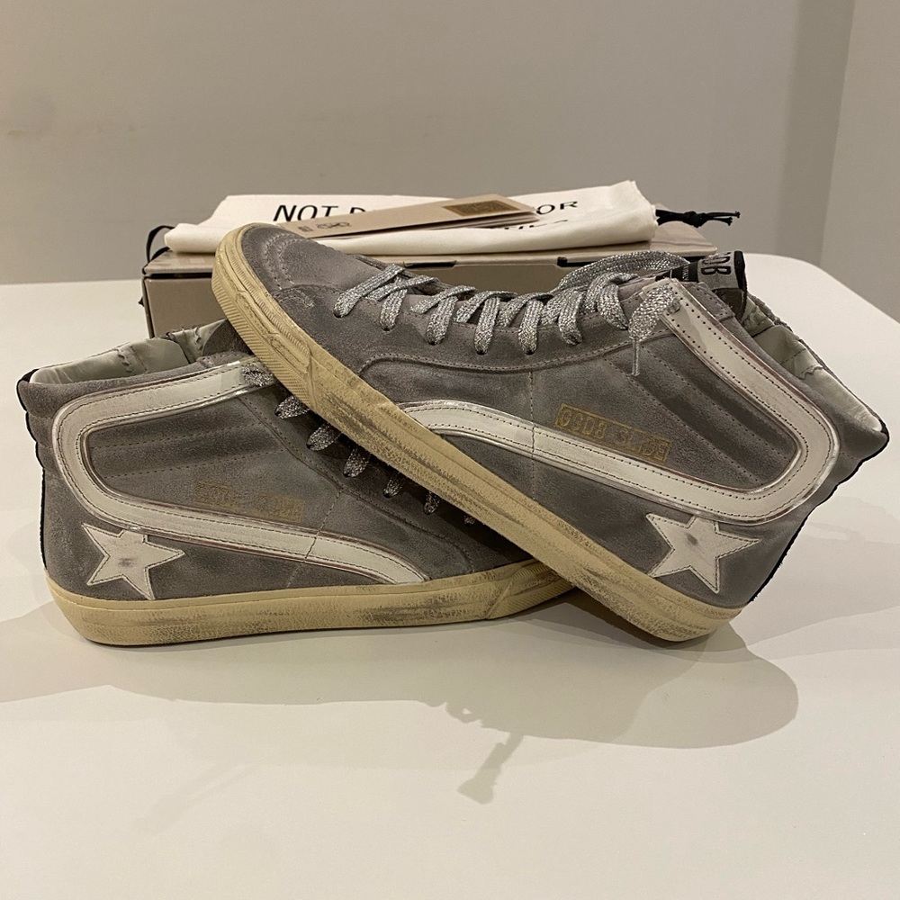 Golden Goose Slide Sneaker in Mud/Black/Silver sz 41 New in Box - Picture 6 of 11